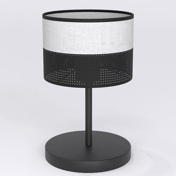 Stolní lampa KARBON LN1 – černá / šedá, textilní stínidlo, 1× E27, šířka 20 cm