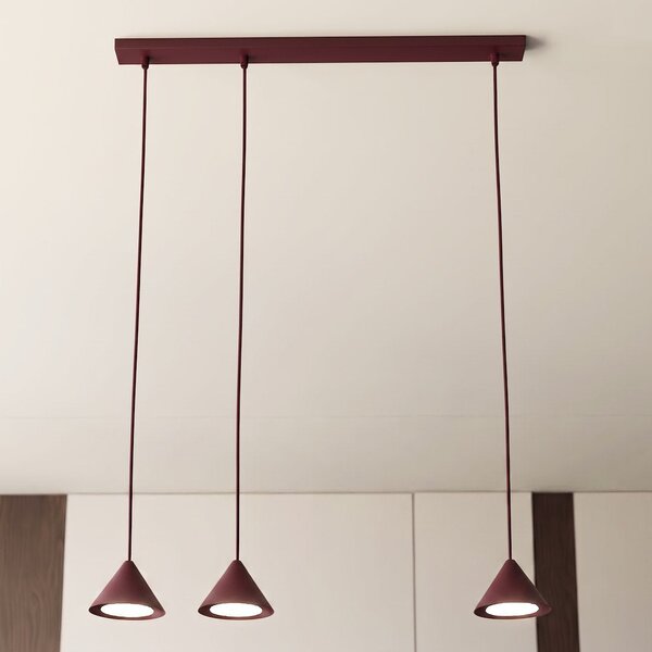 Závěsné svítidlo ELIT 3 – vínové, 3× GX53, šířka 70 cm