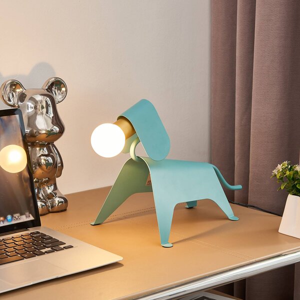 Stolní lampa Lucande Idalina LED, pes, světle modrá