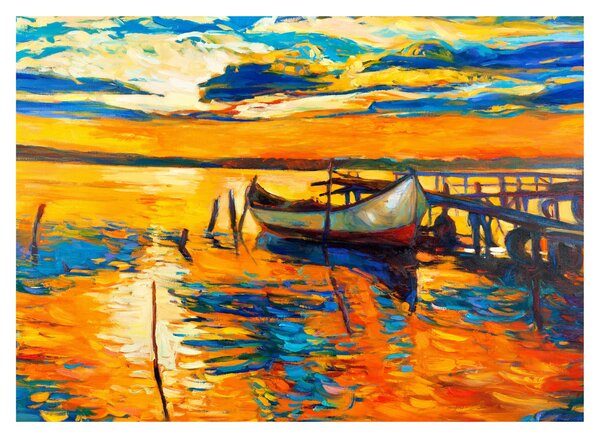 Obraz - Loďka při západu slunce (70x50 cm)