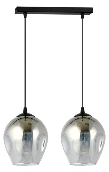 Závěsné svítidlo ISTAR 2 – černé, grafitové sklo, 2× E27, šířka 40 cm
