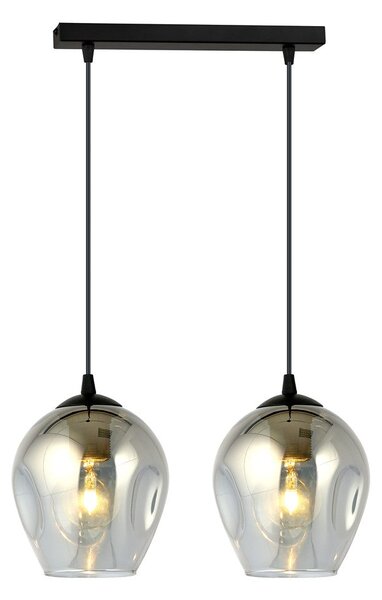 Závěsné svítidlo ISTAR 2 – černé, grafitové sklo, 2× E27, šířka 40 cm