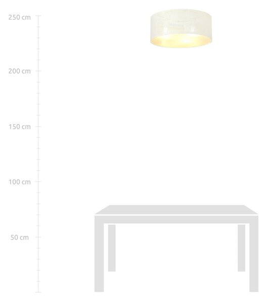 Stropní svítidlo ASTON 3 – bílé, zlatá textilní stínidla, 3× E27, šířka 50 cm