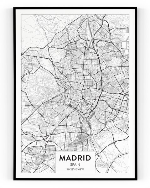 Plakát / Obraz Mapa Madrid Pololesklý saténový papír 30 x 40 cm