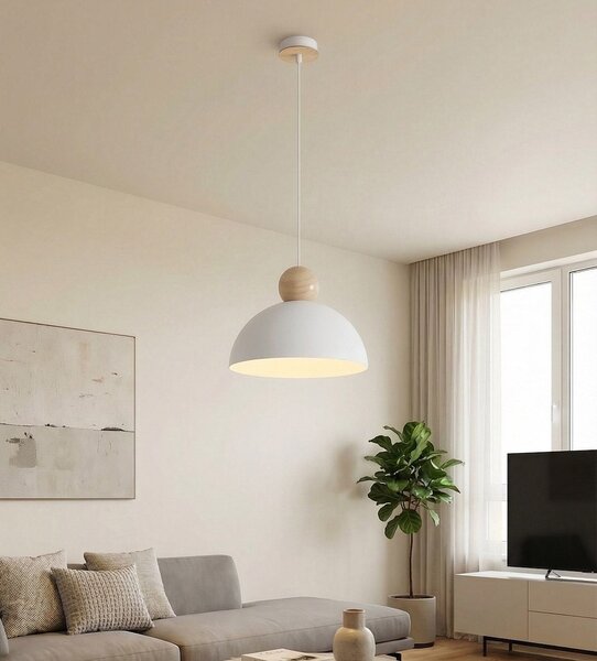 Závěsné svítidlo KAKI 1M – bílé, 1× E27, šířka 30 cm