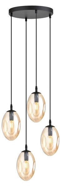 Závěsné svítidlo ASTRAL 4 PREM – černé, jantarové sklo, 4× E14, šířka 40 cm
