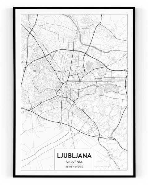 Plakát / Obraz Mapa Ljubljana Tiskové plátno A4 - 21 x 29,7 cm
