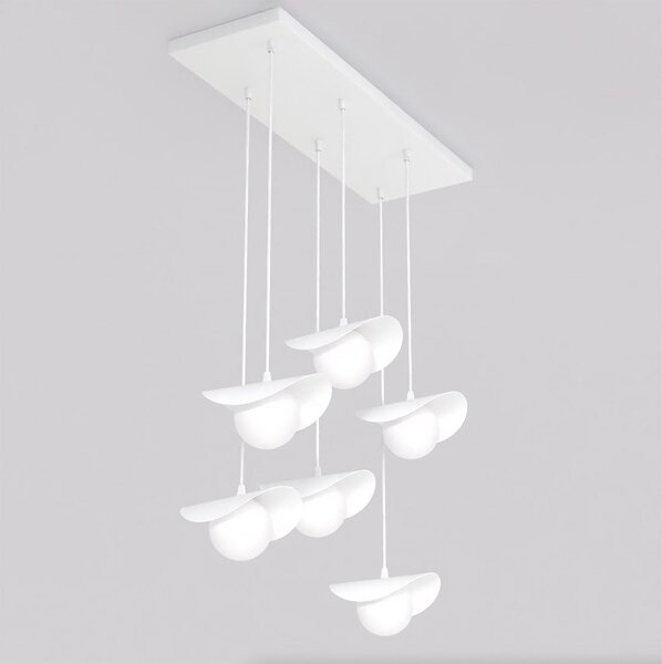 Závěsné svítidlo RITUAL 6 – celobílé, sklo, 6× G9, šířka 75 cm