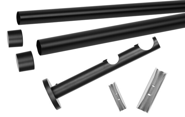 Dekodum Garnýž dvouřadá LOFT 25/19 mm černá matná Délka: 160 cm