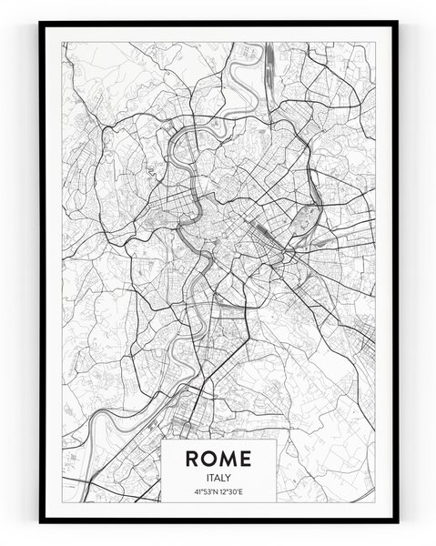 Plakát / Obraz Mapa Rome Pololesklý saténový papír A4 - 21 x 29,7 cm