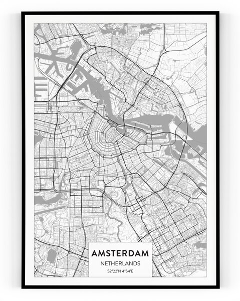 Plakát / Obraz Mapa Amsterdam Pololesklý saténový papír 40 x 50 cm