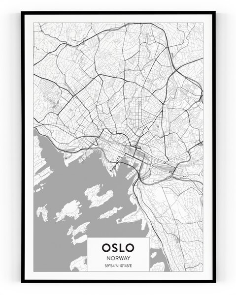 Plakát / Obraz Mapa Oslo Pololesklý saténový papír 30 x 40 cm