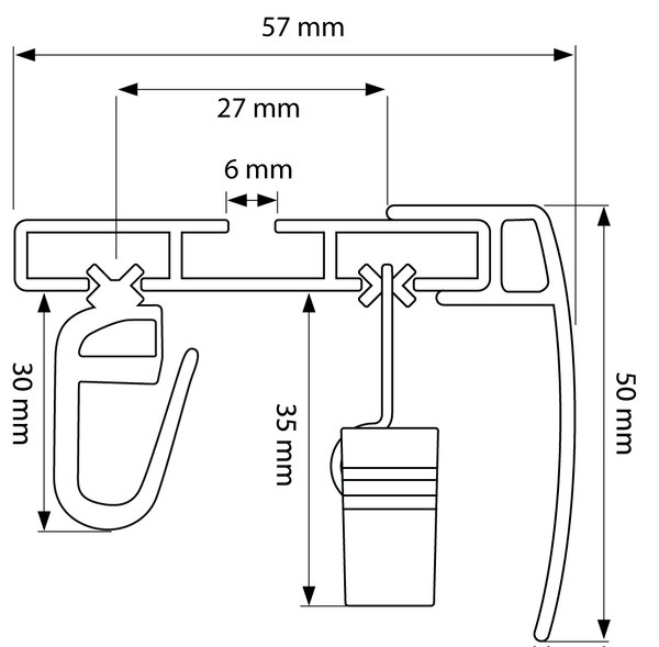 Dekodum Dvouřadá hliníková stropní kolejnicová garnýž s krytem bílá Délka: 150 cm, Typ přichycení: žabky