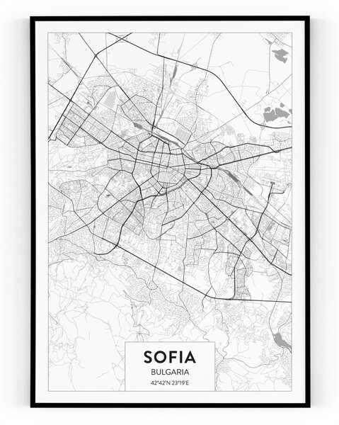 Plakát / Obraz Mapa Sofia Napnuté plátno na dřevěném rámu 40 x 50 cm