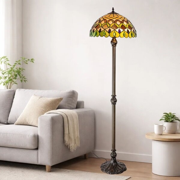 Brilagi - Tiffany vitrážová stojací lampa MARGARET 2xE27/60W/230V