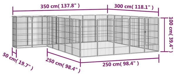 26panelová ohrádka pro psy černá 50 x 100 cm práškovaná ocel 3115952