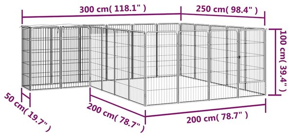 22panelová ohrádka pro psy černá 50 x 100 cm práškovaná ocel 3115951