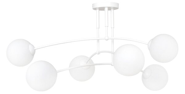 Stropní svítidlo PREGOS 6 – celobílé, sklo, 6× E14, šířka 70 cm
