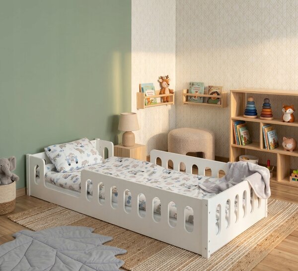 Dětská Montessori postel LUMI 2v1 - 160x80 cm - bílá