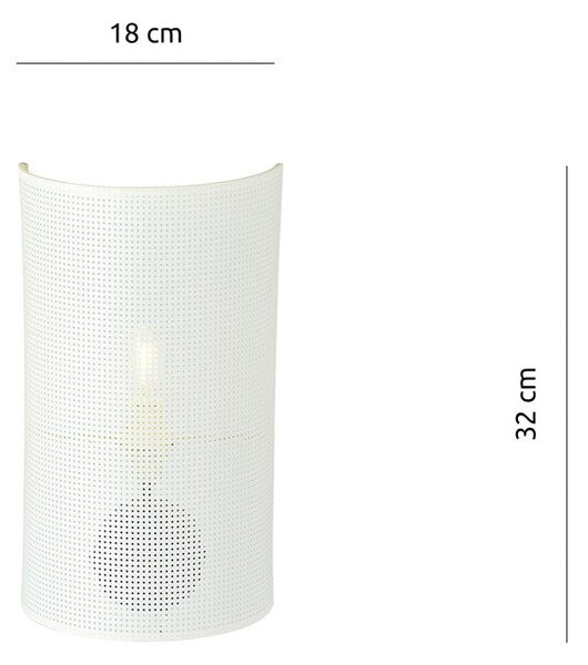 Nástěnné svítidlo ASTON K1 – bílé, zlaté textilní stínidlo, 1× E14, šířka 18 cm