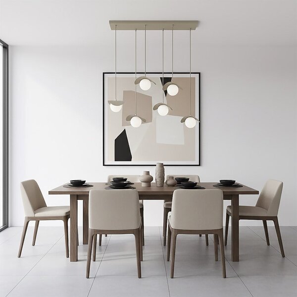 Závěsné svítidlo RITUAL 6 – moka, bílé sklo, 6× G9, šířka 75 cm