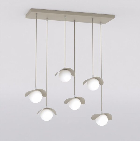 Závěsné svítidlo RITUAL 6 – moka, bílé sklo, 6× G9, šířka 75 cm