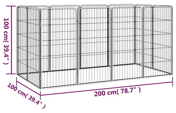 12panelová ohrádka pro psy černá 50 x 100 cm práškovaná ocel 3115959
