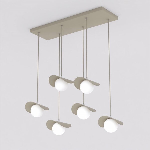 Závěsné svítidlo RITUAL 6 – moka, bílé sklo, 6× G9, šířka 75 cm
