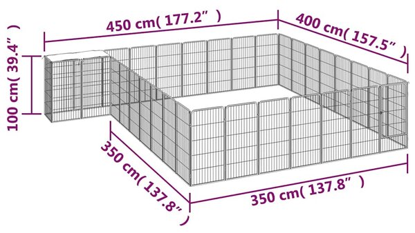 34panelová ohrádka pro psy černá 50 x 100 cm práškovaná ocel 3115954