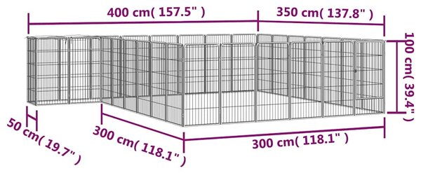 30panelová ohrádka pro psy černá 50 x 100 cm práškovaná ocel 3115953