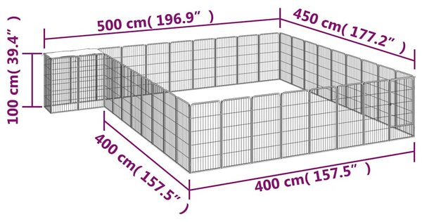 38panelová ohrádka pro psy černá 50 x 100 cm práškovaná ocel 3115955