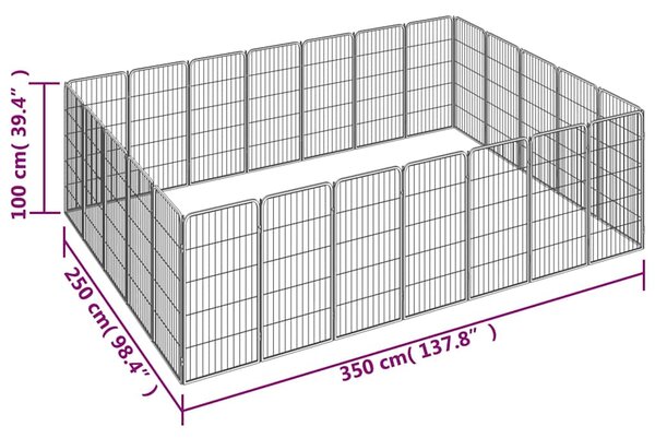 24panelová ohrádka pro psy černá 50 x 100 cm práškovaná ocel 3115962