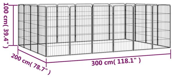 20panelová ohrádka pro psy černá 50 x 100 cm práškovaná ocel 3115961