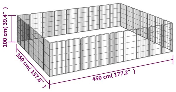 32panelová ohrádka pro psy černá 50 x 100 cm práškovaná ocel 3115964