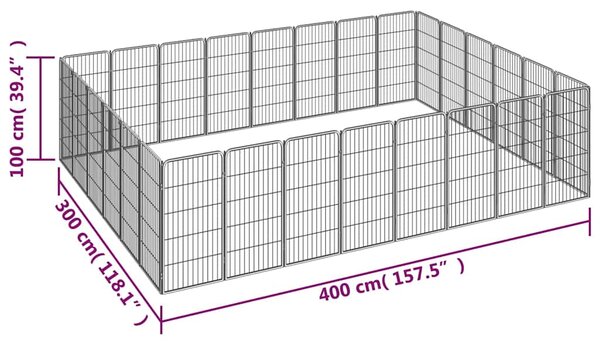 28panelová ohrádka pro psy černá 50 x 100 cm práškovaná ocel 3115963