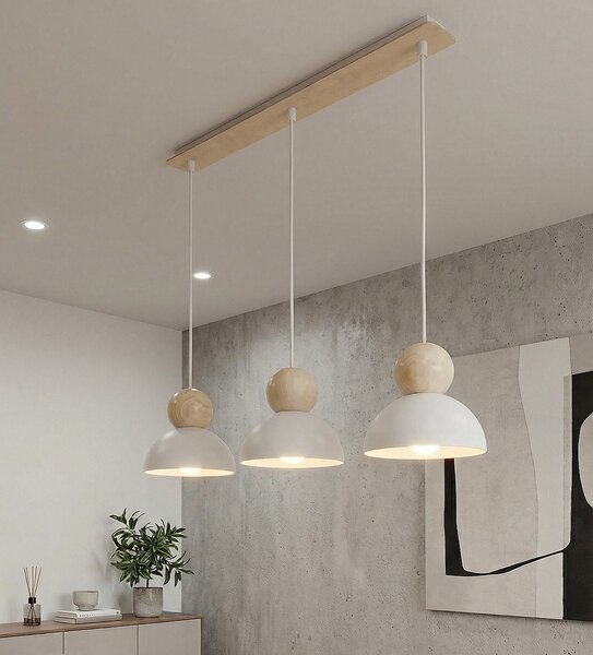 Závěsné svítidlo KAKI 3 – bílé, 3× E27, šířka 73 cm