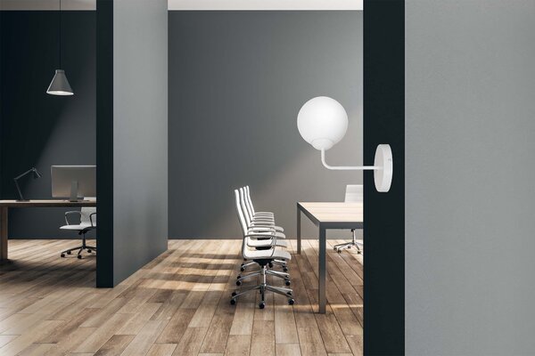 Nástěnné svítidlo PREGOS K1 – celobílé, sklo, 1× E14, šířka 14 cm