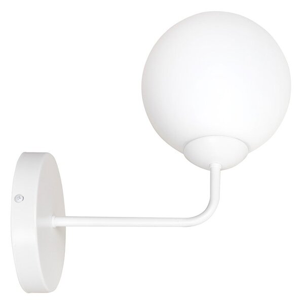 Nástěnné svítidlo PREGOS K1 – celobílé, sklo, 1× E14, šířka 14 cm