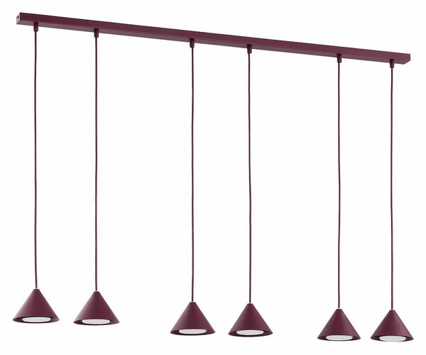 Závěsné svítidlo ELIT 6 – vínové, 6× GX53, šířka 116 cm