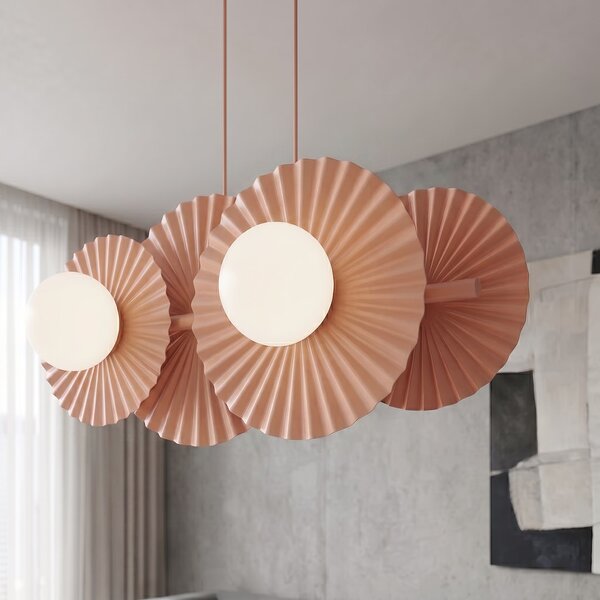 Závěsné svítidlo UMBRA 4 – korálové, bílé sklo, 4× G9, šířka 59 cm