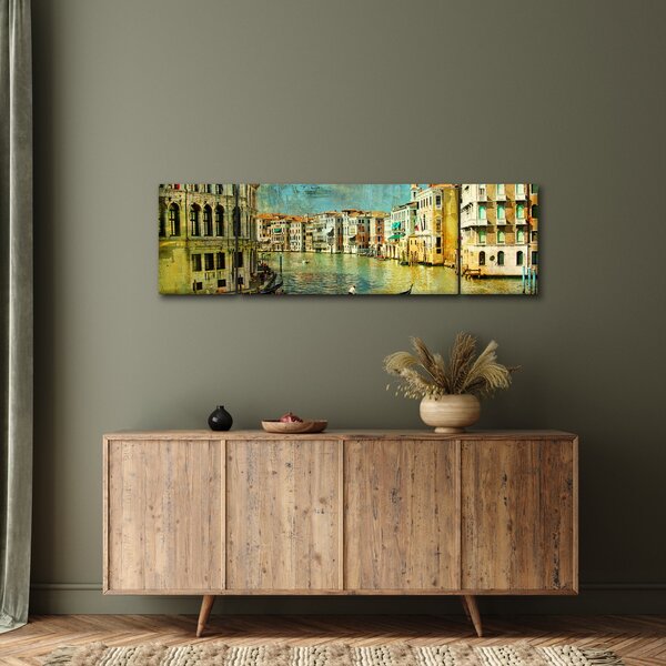 Obraz - Benátský kanál a gondoly (170x50 cm)