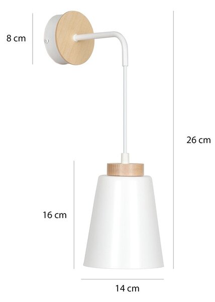 Nástěnné svítidlo BOLERO K1 – bílé, 1× E27, šířka 14 cm