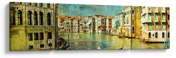 Obraz - Benátský kanál a gondoly (170x50 cm)