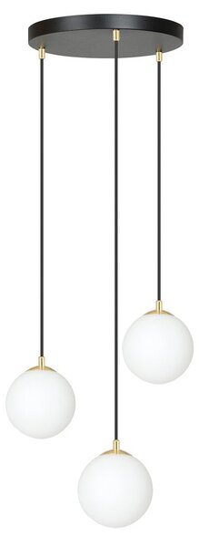 Závěsné svítidlo ROYAL 3 – černé, bílé sklo, 3× E14, šířka 40 cm