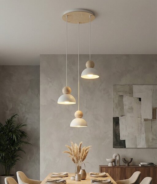 Závěsné svítidlo KAKI 3 PREM – bílé, 3× E27, šířka 41 cm