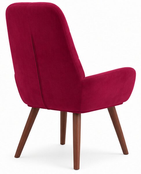Relaxační křeslo, odpočinkové, dřevo/kov/textil, 96x69x78 cm, nohy tmavé/vínová, Dekorino KR20260050
