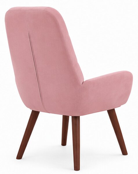 Relaxační křeslo, odpočinkové, dřevo/kov/textil, 96x69x78 cm, nohy tmavé/růžová, Dekorino KR20260049