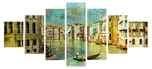 Obraz - Benátský kanál a gondoly (210x100 cm)