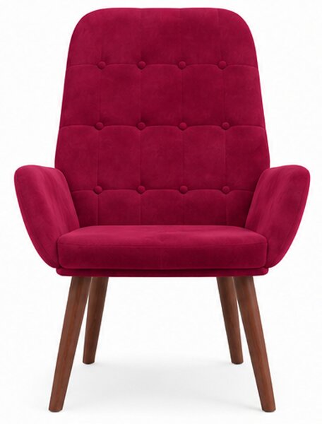 Relaxační křeslo, odpočinkové, dřevo/kov/textil, 96x69x78 cm, nohy tmavé/vínová, Dekorino KR20260050