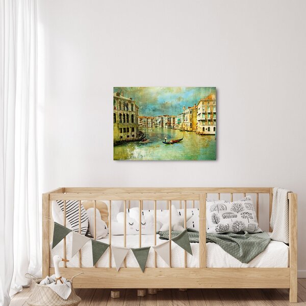 Obraz - Benátský kanál a gondoly (70x50 cm)